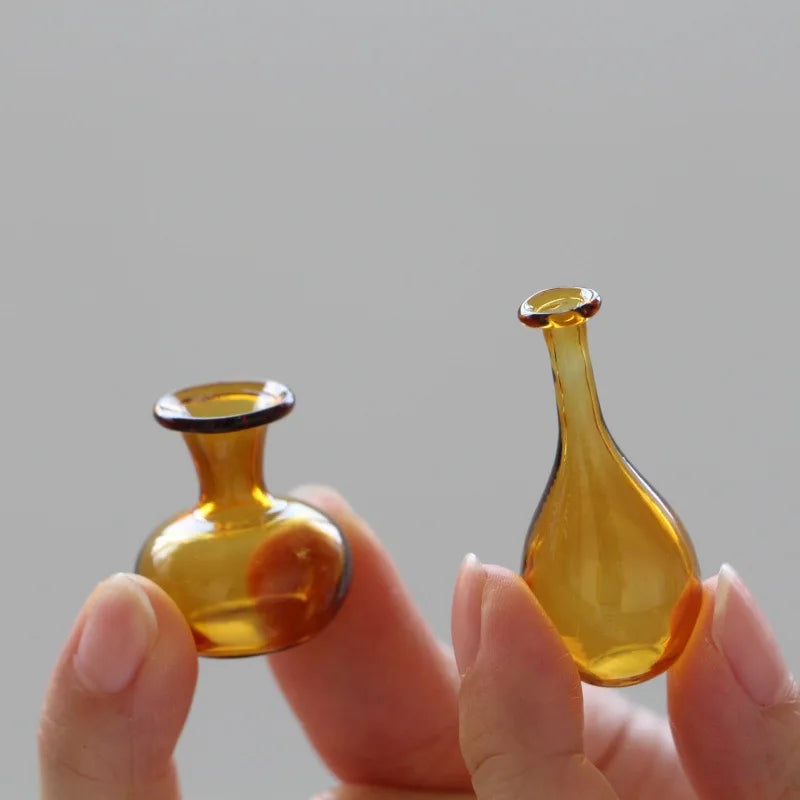 Afralia™ Colored Glass Mini Vase Terrarium Hydroponics Handmade Ornaments Storage Flower Vase