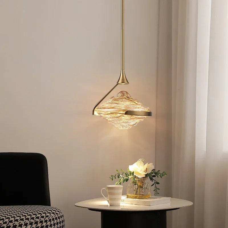 Afralia™ Minimal Bedroom Glass Pendant Lamp for Modern Living