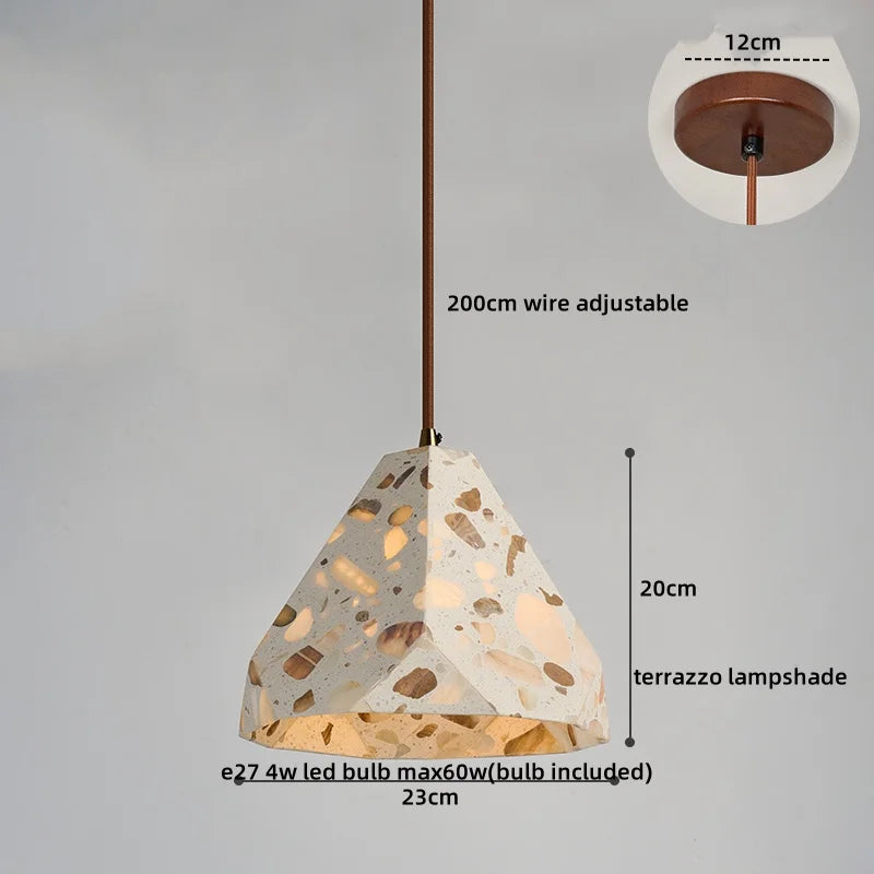 Afralia™ LED Terrazzo Pendant Lights for Corridor, Bedroom, Living Room - Japanese Style Lighting