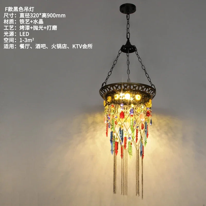 Afralia™ Bohemian Crystal Pendant Lights LED E27 Gold/Black Cafe Bar Decor
