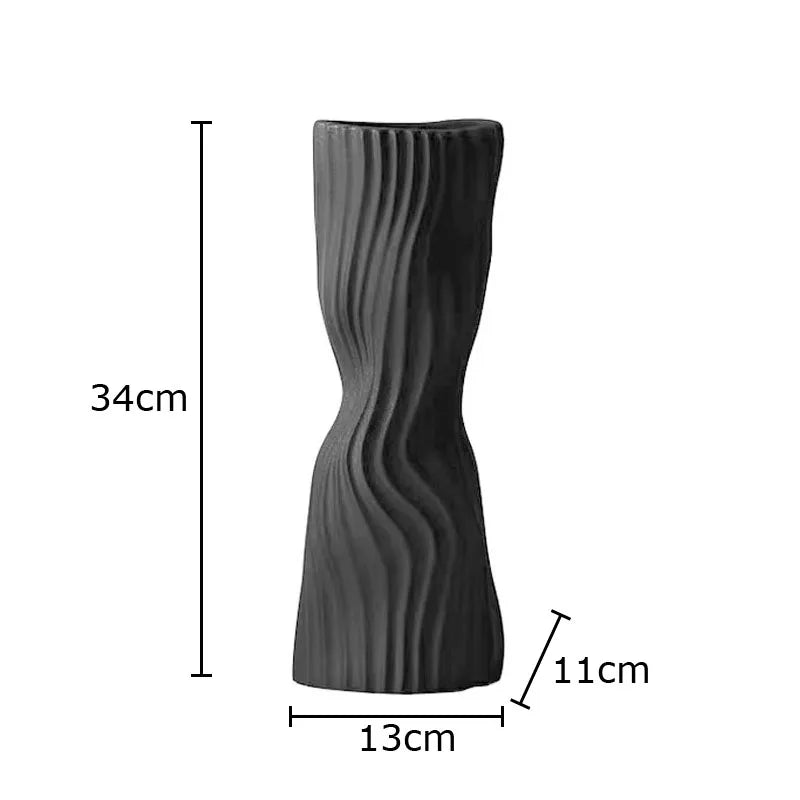 Afralia™ Modern Resin Wavy Stripes Vase for Desk Decoration and Floral Arrangement