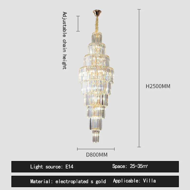 Afralia™ Crystal Pendant Light: Luxury Nordic Villa Chandelier with Hollow Design