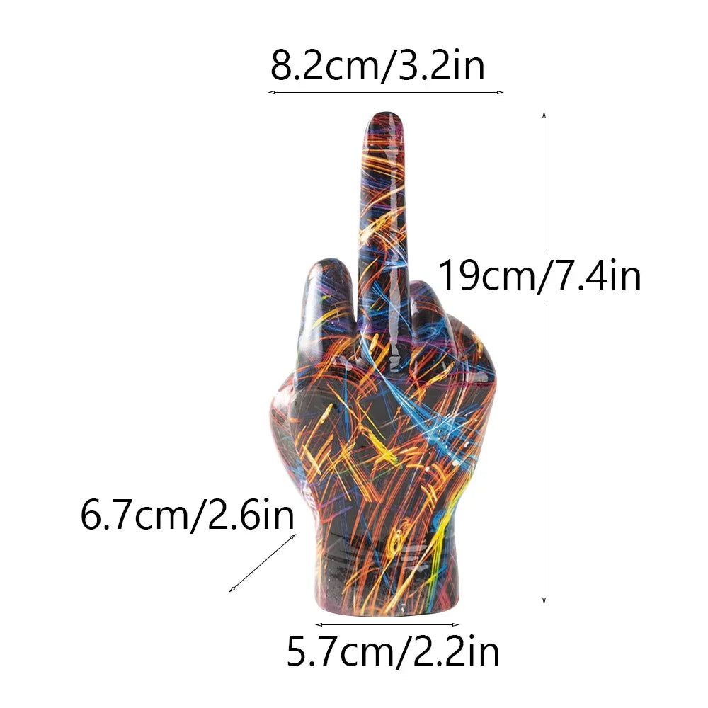 Afralia™ Middle Finger Hand Gesture Figurine Home Decor Sculpture Shelf Modern Art