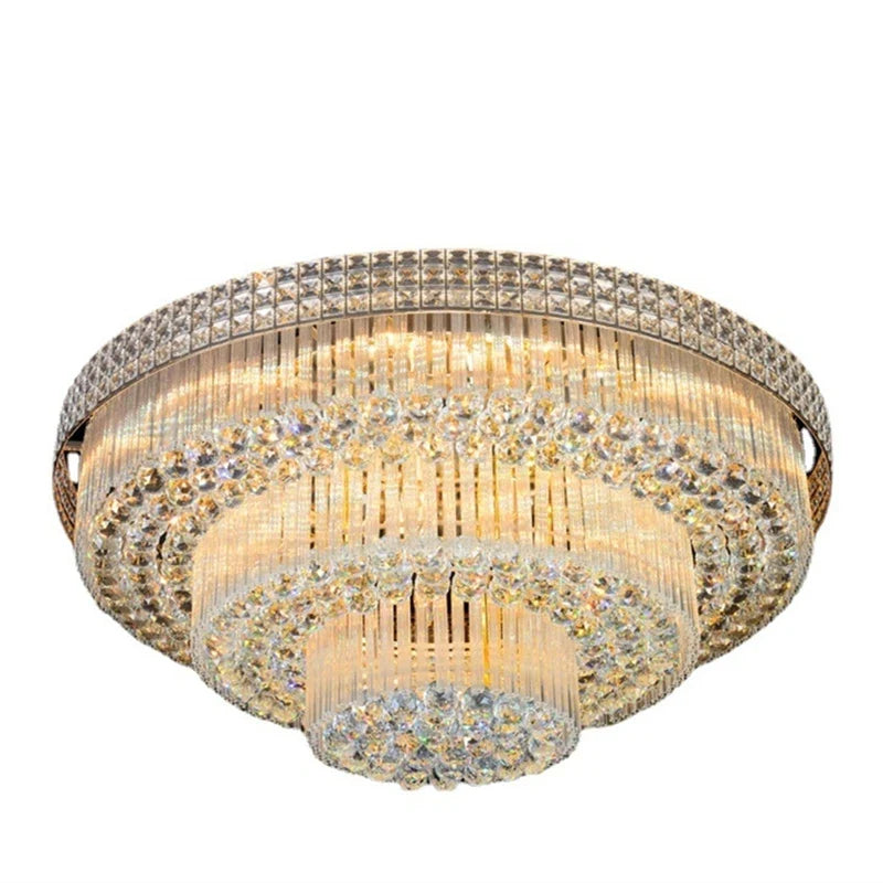 Afralia™ Crystal LED Chandelier Cake Ceiling Lamp for Living Room Bedroom Kitchen Hotel