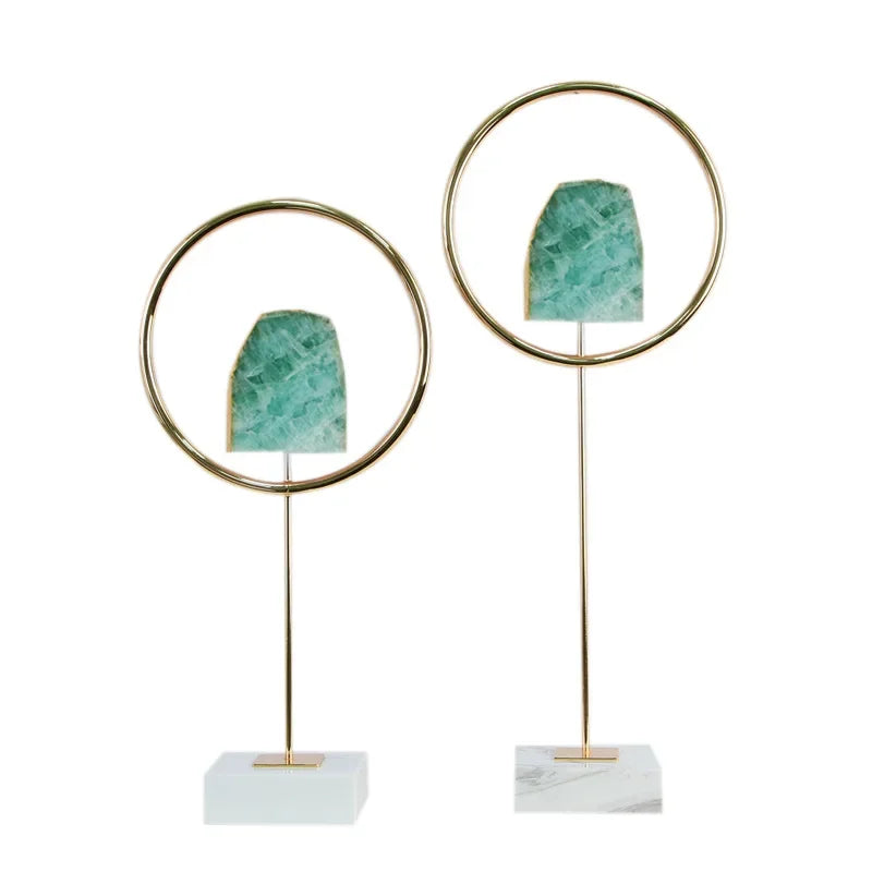 Afralia™ Metal Crystal Pendant Ring Sculpture Geometric Figurine Decoration