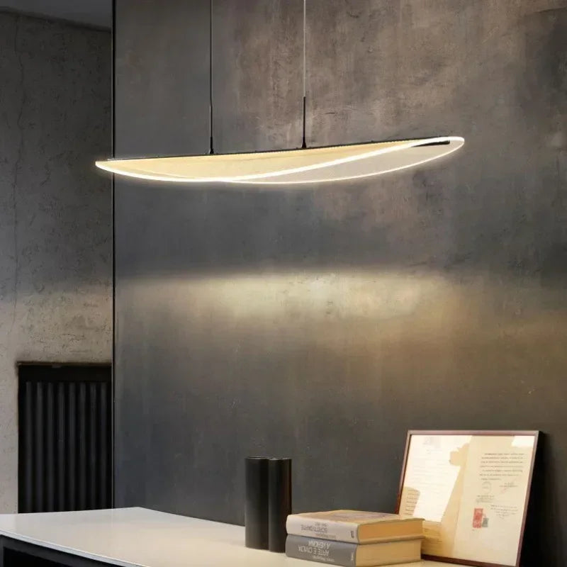 Afralia™ Long Curve LED Chandelier: Elegant Lighting for Dining, Tea Room, Office Desks