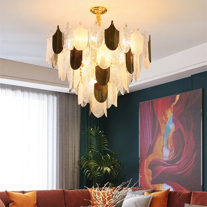 Afralia™ Elegant Glass Ceiling Chandelier: Bedroom Living Room Lighting Pendant Lamp