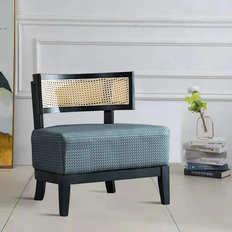Afralia™ Nordic Rattan Outdoor Solid Wood Chair for Simple Household.