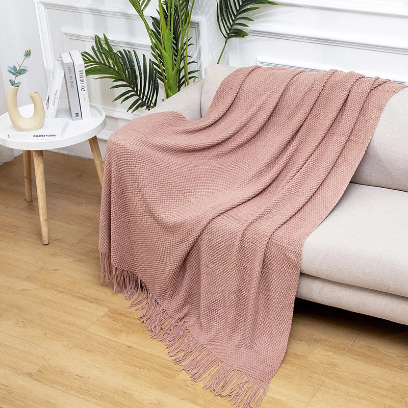 Afralia™ Nordic Faux Cashmere Tassel Blanket for All Seasons