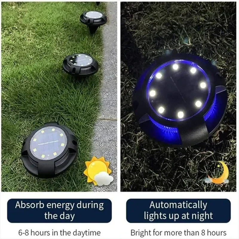 Afralia™ Solar Disk Light Outdoor Garden Spotlight LED Lamp Decor