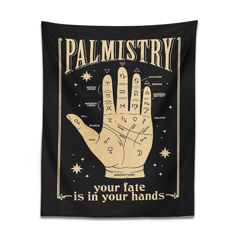 Afralia™ Palmistry Tapestry Wall Hanging: Retro Witchcraft Bohemian Art for Home Decor