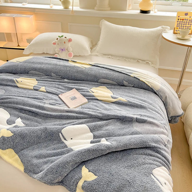 Afralia™ Colorful Flower Patterns Velvet Blanket for Student Bed – Light & Cozy Blanket