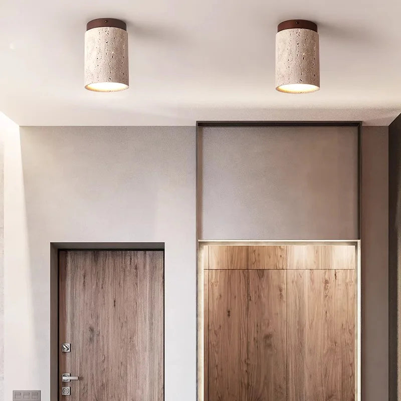 Afralia™ Travertine Stone Ceiling Downlight with E27 Bulb