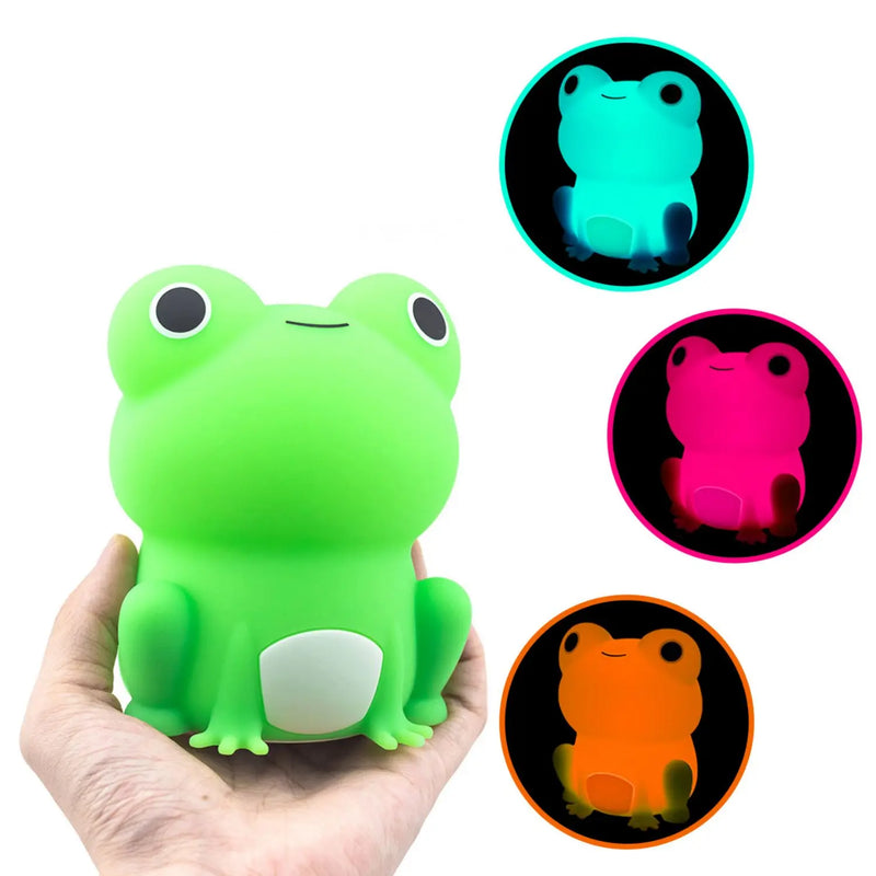 Afralia™ Silicone Frog Night Light USB Rechargeable Dimmable Touch Sensor Baby Bedroom Lamp