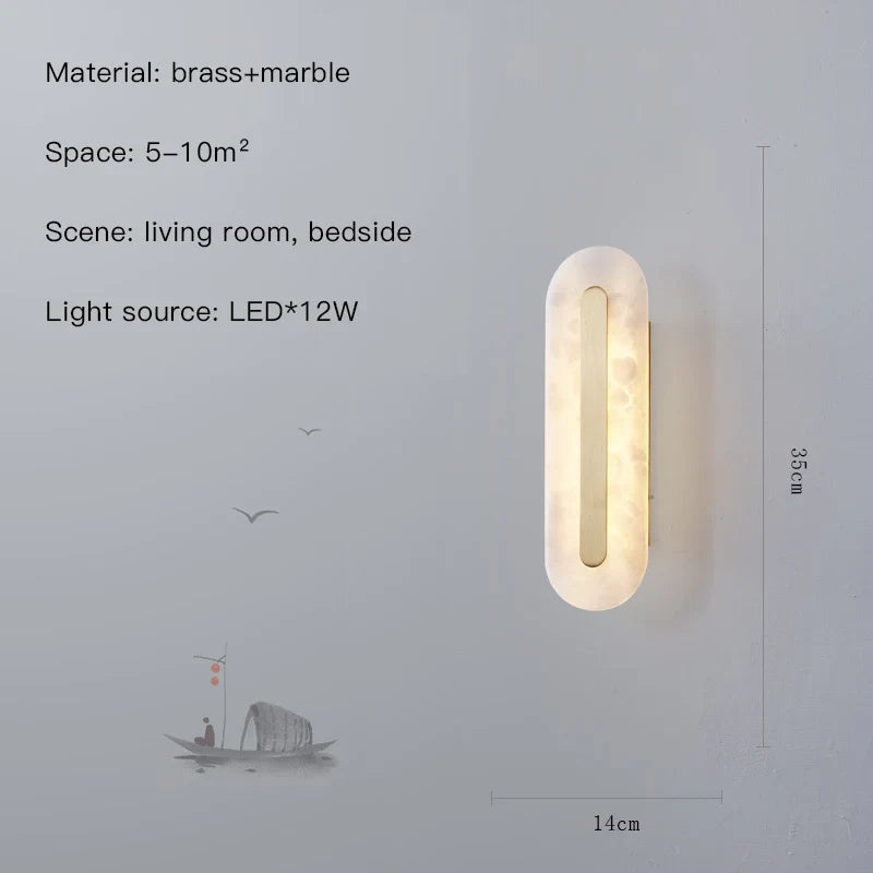 Afralia™ Marble LED Wall Sconce for Bedroom Living Room Hallway Hotel Decor