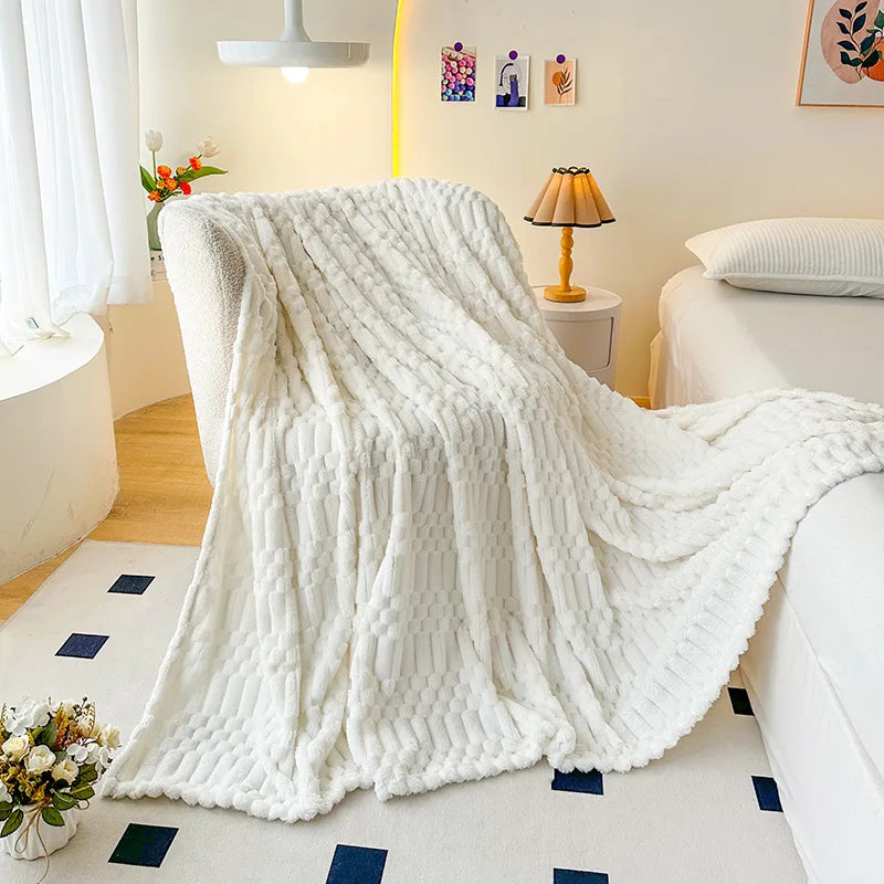 Afralia™ Flannel Sofa Cover Blanket | Soft Nordic Style for Single Double Beds