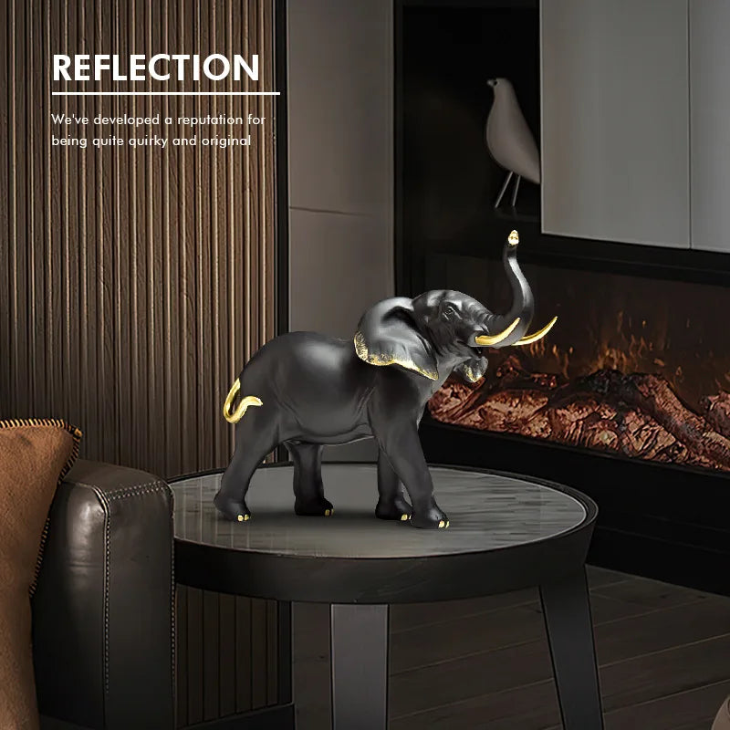Afralia™ Elephant Resin Sculpture Ornaments for Modern Living Room Decor