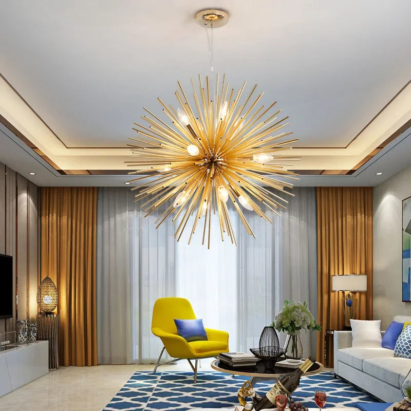 Afralia™ Metal Pendant Lamp Hanging Light: Dandelion Chandelier with E14 Bulb Slots