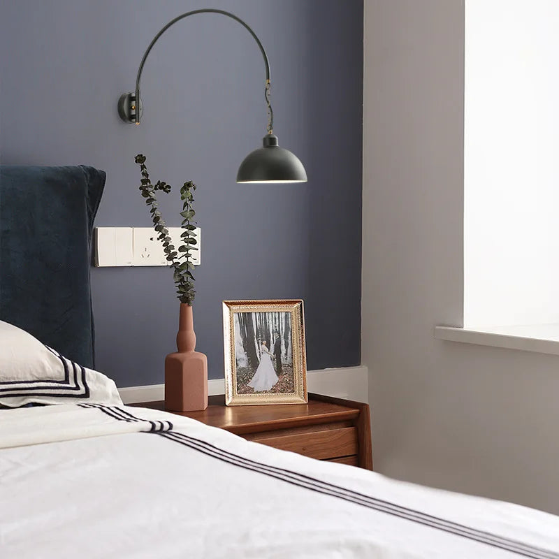 Afralia™ Long Swing Arm Wall Lamp, Industrial Vintage Living Room Light