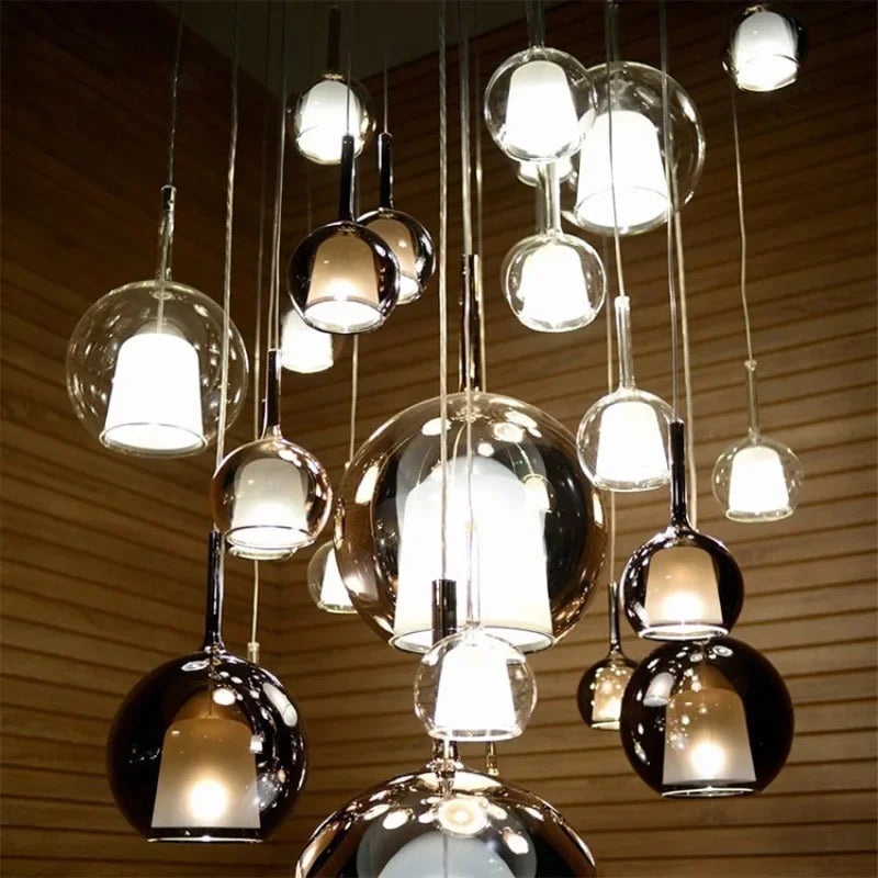 Afralia™ Penta Glo LED Pendant Light | Gray Glass Suspension Fixture