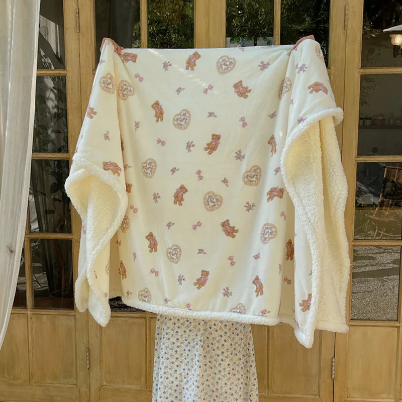 Afralia™ Lamb Nap Cartoon Coral Velvet Blanket: Super Soft, Thick, and Cute for Winter