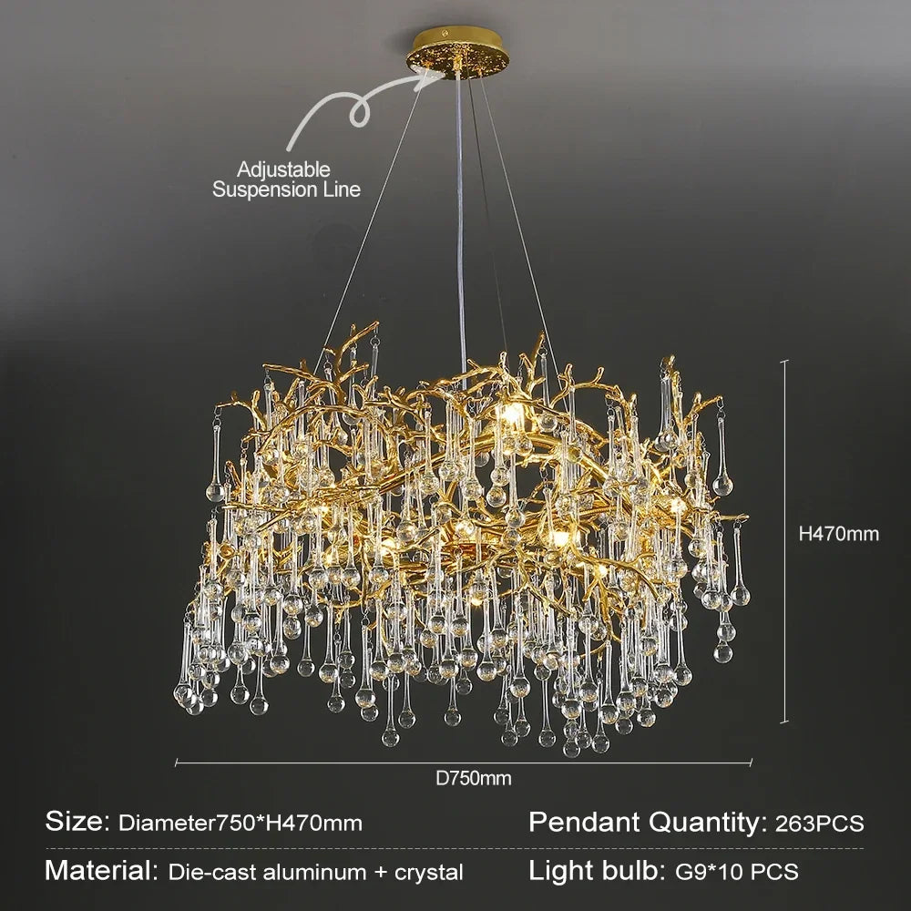 Afralia™ Crystal Chandelier: Modern Luxury Long Light for Kitchen, Dining, Living, and Bedroom