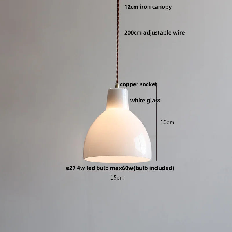 Afralia™ Copper White Glass LED Pendant Lamp for Modern Living Room Decor
