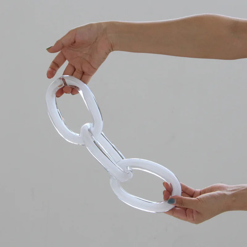 Afralia™ Glass Chain Geometric Buckle Handmade Home Decoration Handicrafts