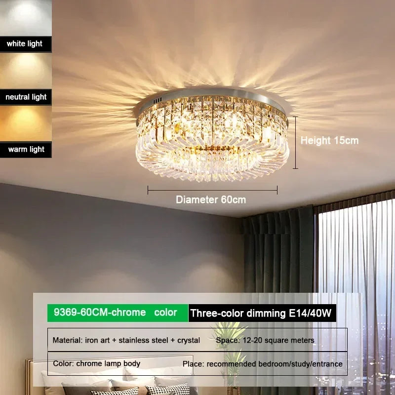 Afralia™ Crystal Glass Round LED Ceiling Light - Luxury Indoor Lighting Solution