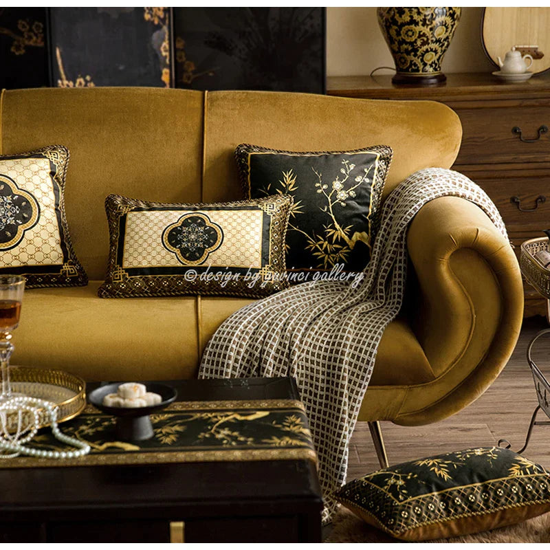 Afralia™ Luxury Cushion Cover: Black Gold Geometry Decorative Pillowcase