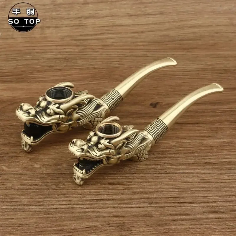 Afralia™ Chinese Dragon Copper Filter Pipe: Unique Handmade Men's Smoking Accessory Gift