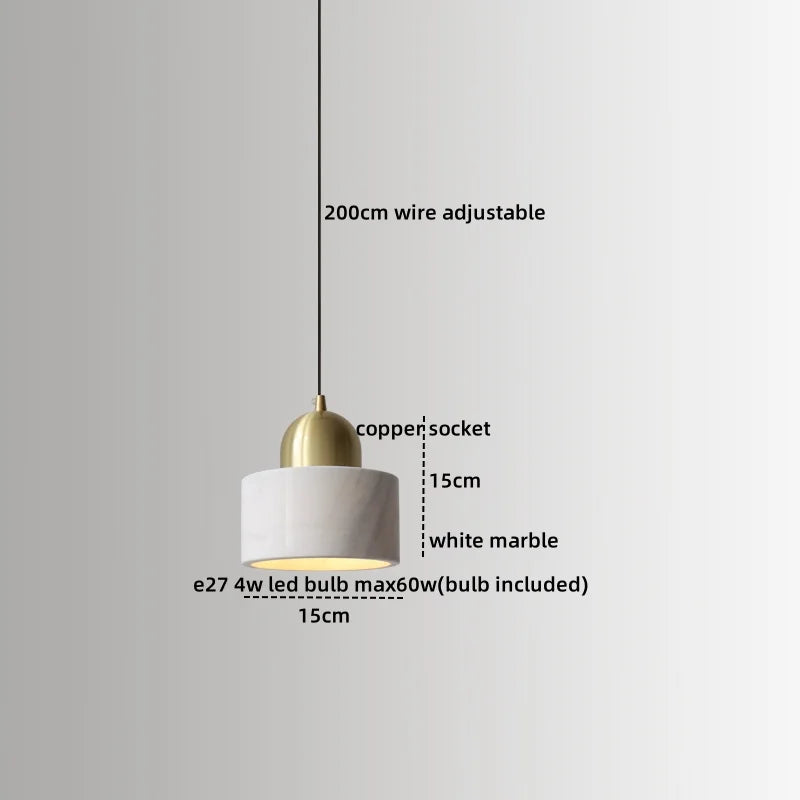 Afralia™ Marble Copper LED Pendant Lamp for Modern Living Room Decor