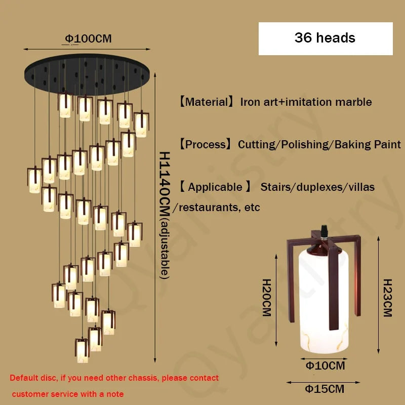 Afralia™ Marble LED Pendant Light for Modern Villa Living Room - Luxury Ceiling Lighting