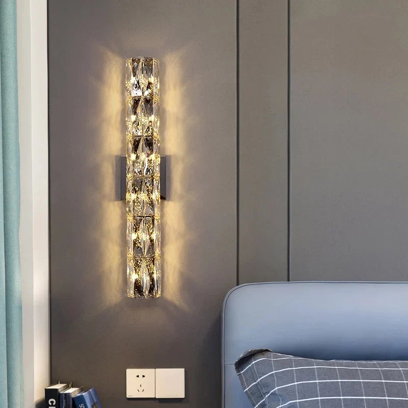 Afralia™ Contemporary Crystal Wall Sconce for Bedside, Bathroom, Corridor, Aisle, TV Background Lighting