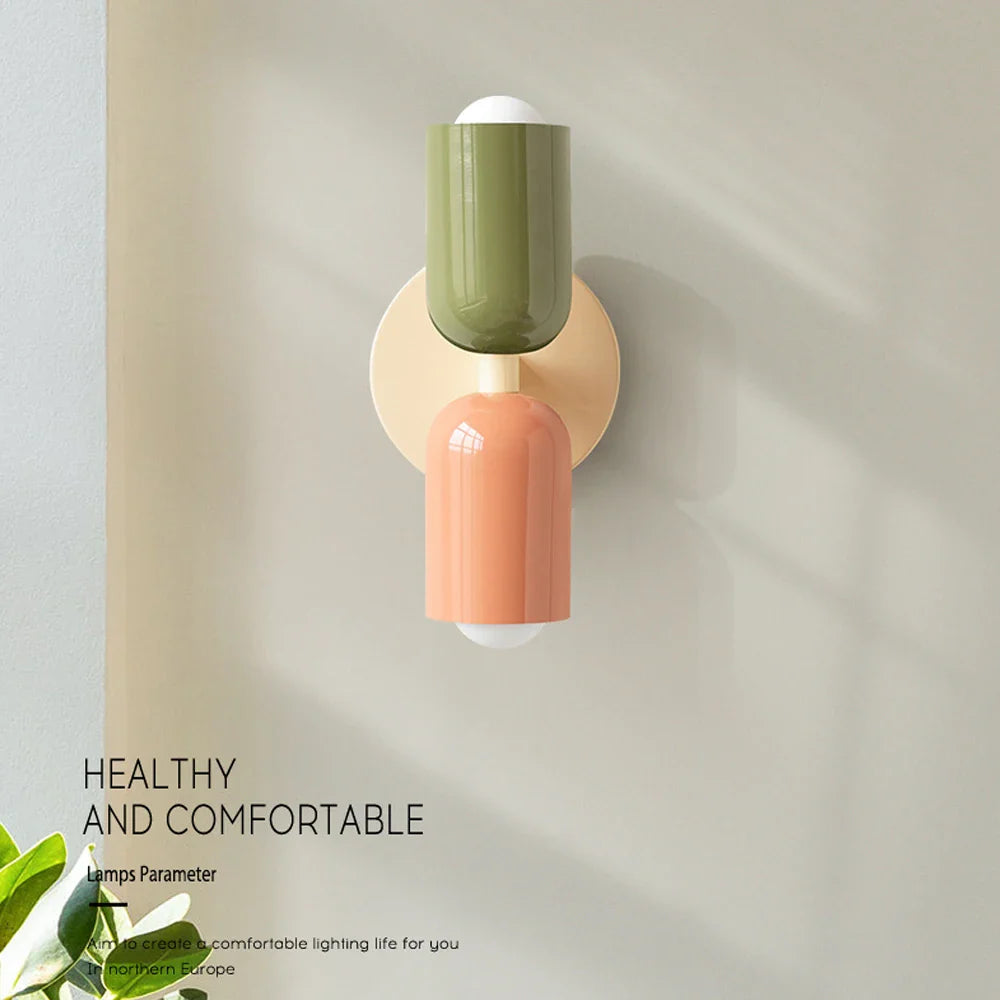 Afralia™ Macaron LED Wall Lamp for Kids Room Decor & Minimalist Living Room Lighting