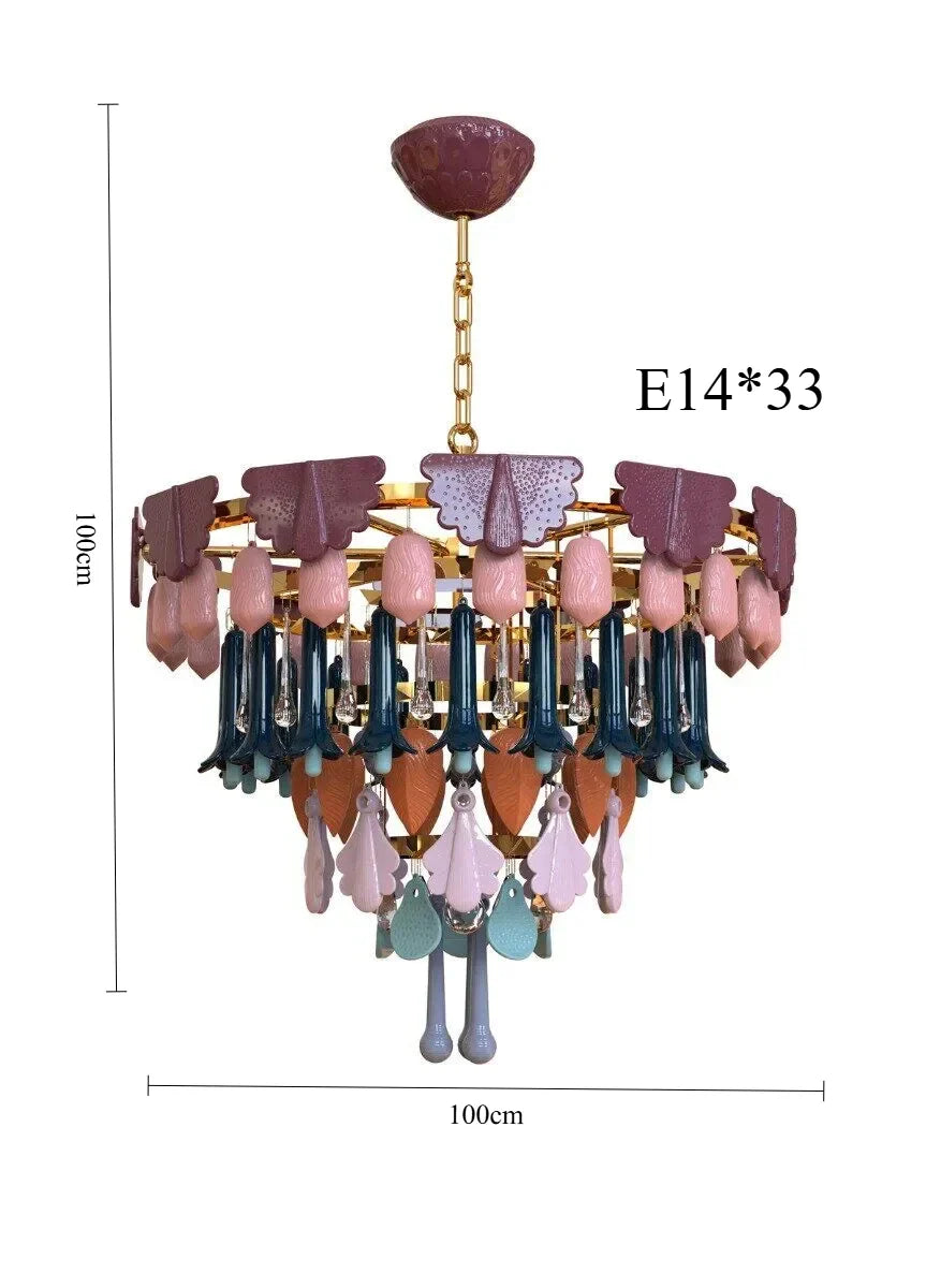 Afralia™ Ceramic Color Chandelier: Creative Art for Living, Dining, Bedroom & Study Rooms
