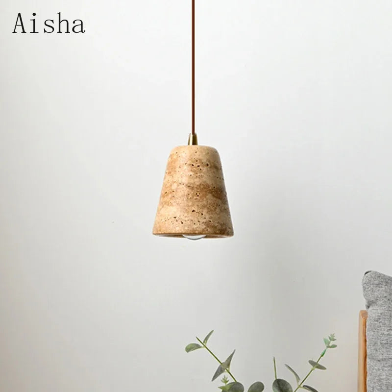 Afralia™ Nordic Yellow Stone Pendant Lamp - LED Lighting for Home, Restaurant, Bar