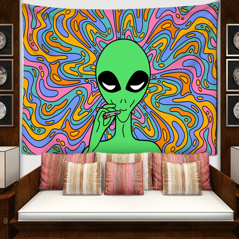 Afralia™ Psychedelic Alien Tapestry Wall Hanging Abstract Hippie Boho Dorm Home Decor