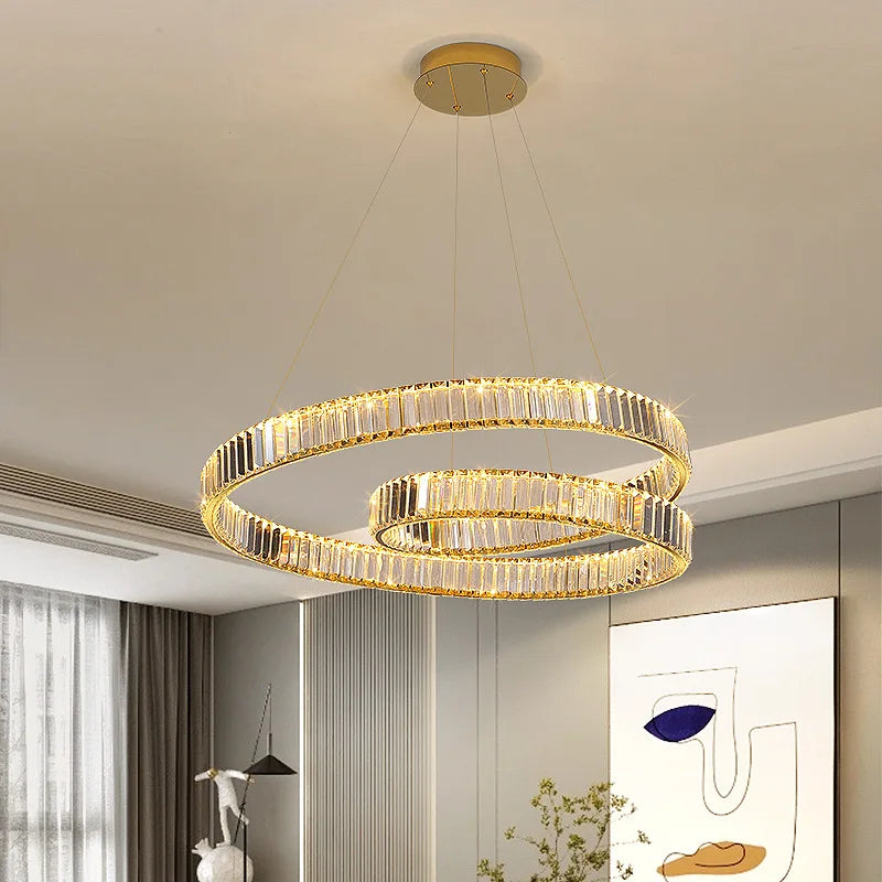Afralia™ Crystal Chandelier LED Light Fixture, Luxury Decor Hanging Lamp, Modern Home Lighting