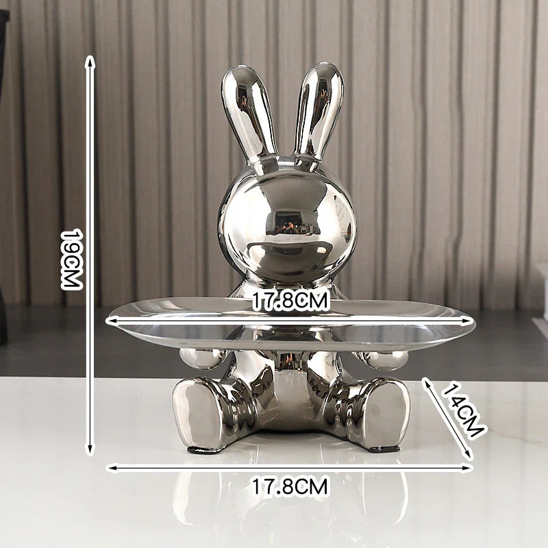 Afralia™ Colorful Rabbit Storage Box: Decorative Ceramic Tray, Home Living Room Ornament