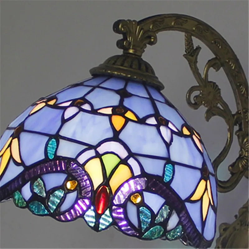 Afralia™ Tiffany Glass Wall Lamp Colorful Art Light for Living Room Bedroom Aesthetic Decor