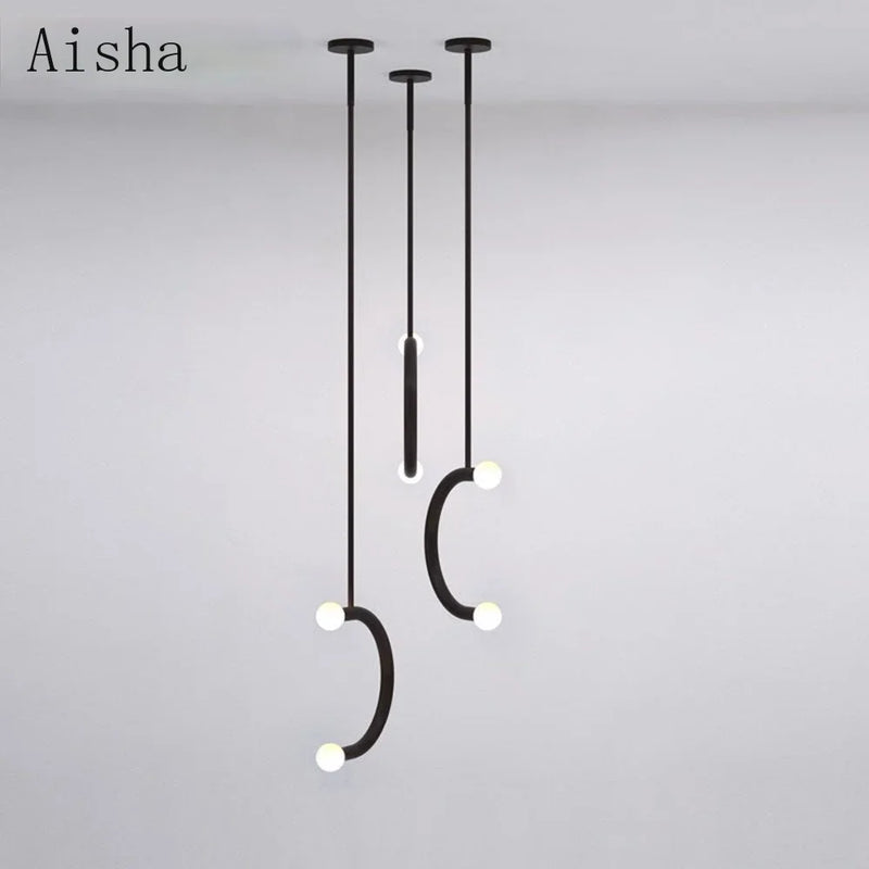 Afralia™ Nordic U-shaped Line Art LED Chandelier for Corridor Bedroom & Loft