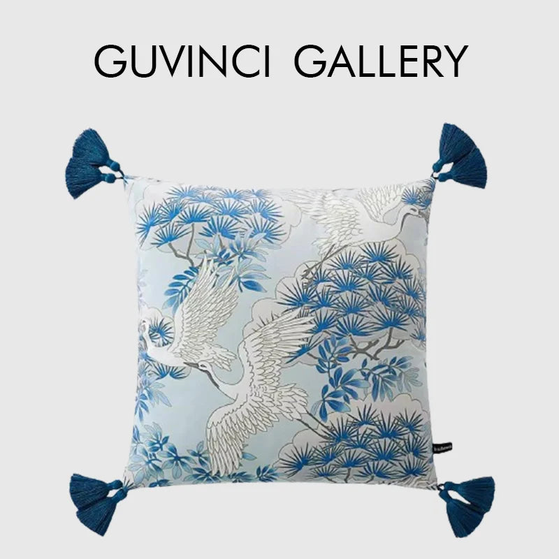 Afralia™ Crane Art Luxury Throw Pillow Case for Bed & Sofa