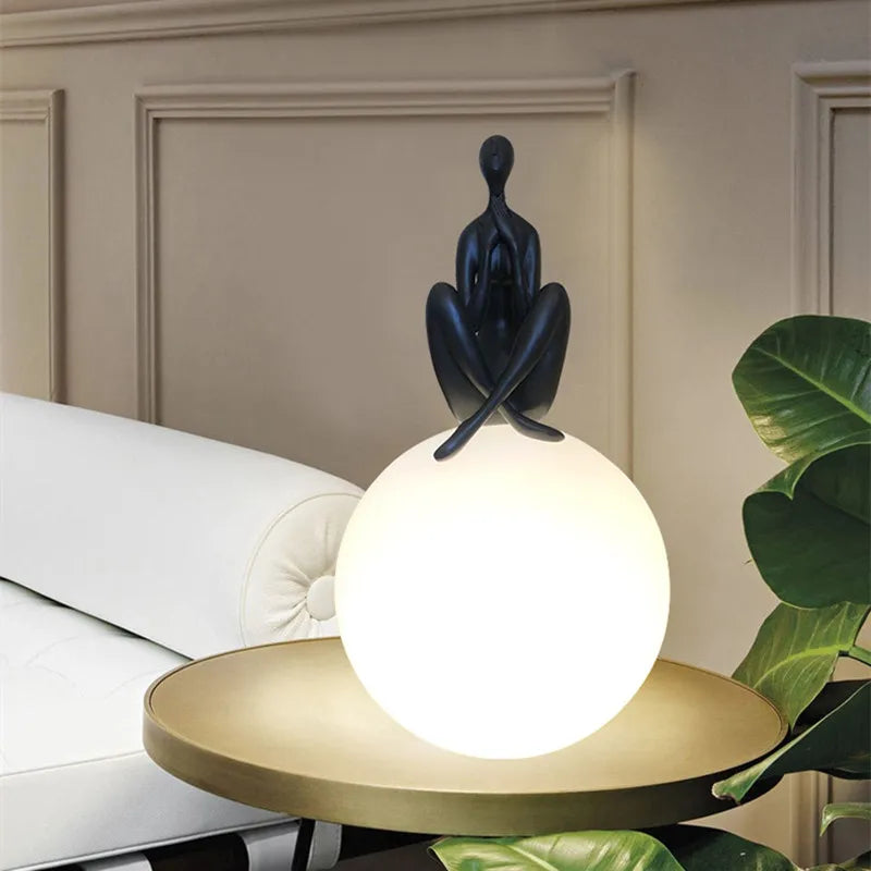 Afralia™ Glass Ball Table Lamp: Stylish LED Sculpture Desk Lamp for Home Decor
