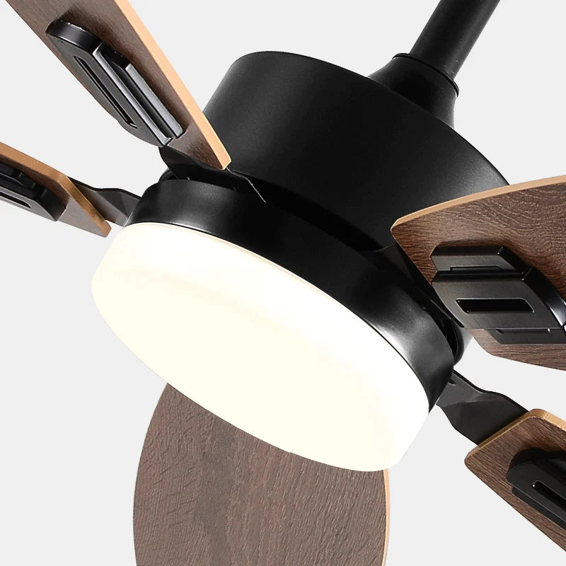 Afralia™ 52" Wood Blade Ceiling Fan with 18W LED Light and Remote Control