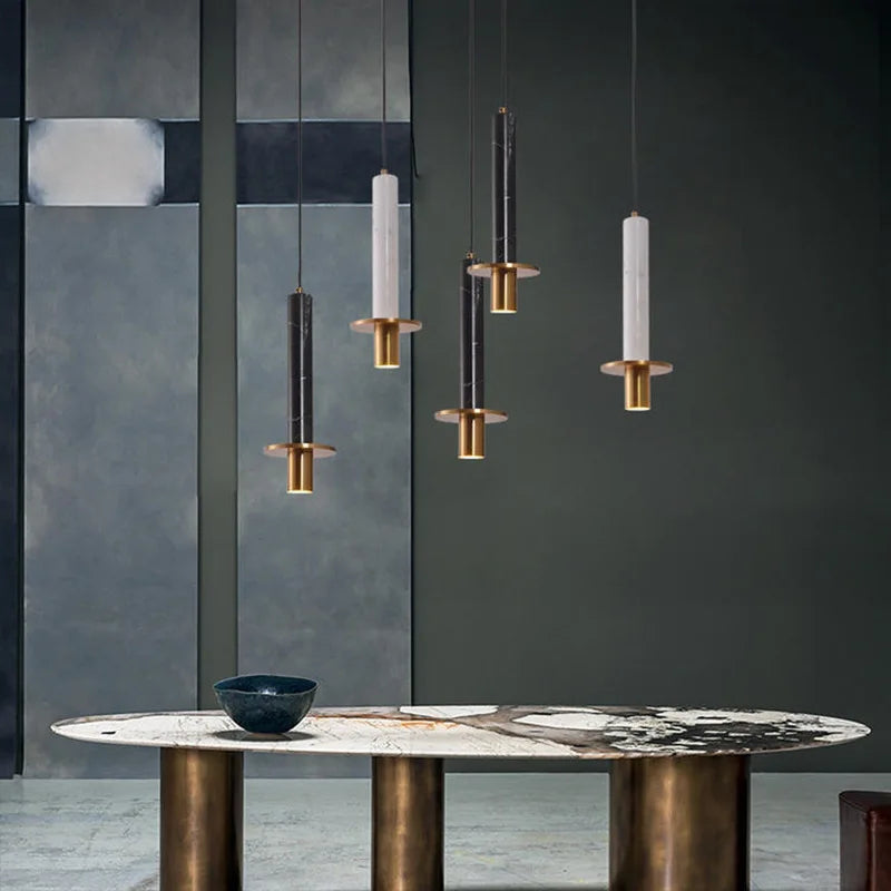 Afralia™ Marble Stone Pendant Chandelier - Modern Indoor Lighting for Dining Room & Bar