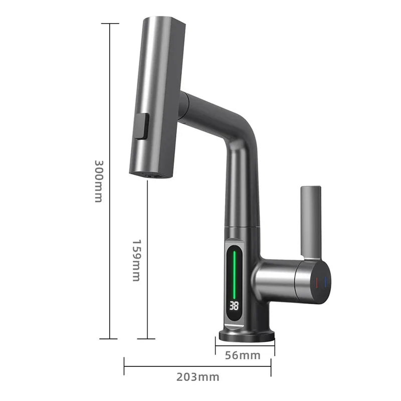 Afralia™ Digital Display Waterfall Basin Faucet with Temperature Control
