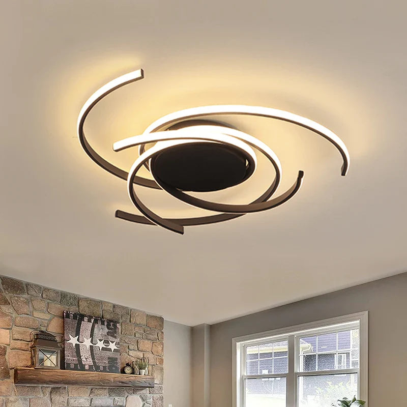 Afralia™ Modern White LED Chandelier Ceiling Lamp for Bedroom Living Room Smart Light