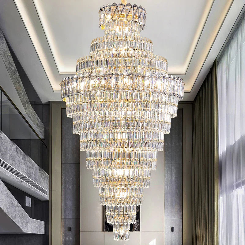Afralia™ Crystal Chandelier: Penthouse Light Luxury for Villa Livingroom, Rotating Staircase Atmosphere