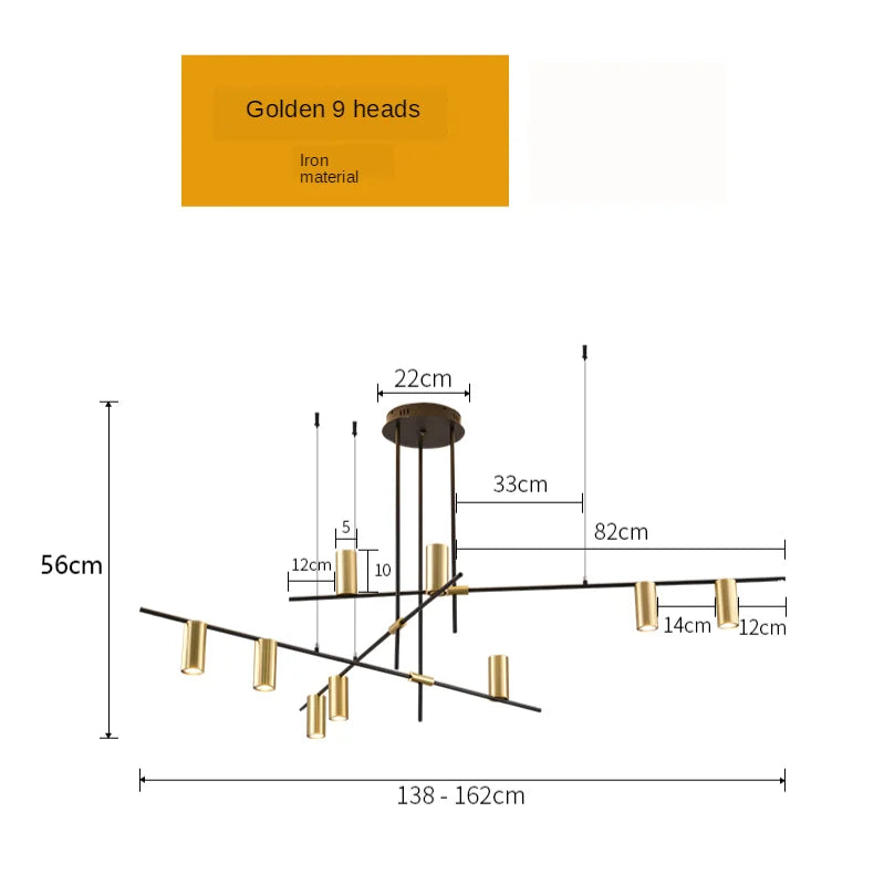 Scandinavian Style Kitchen Chandelier Black and Gold Afralia™ Designer Lamp